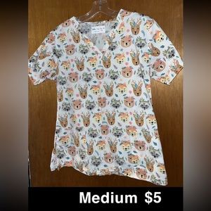 Printed scrub top